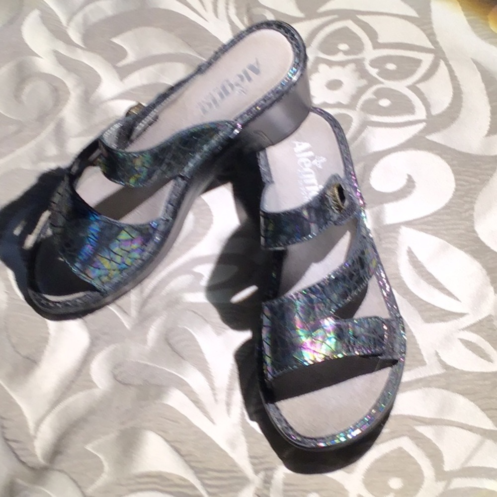 Alegria leather upper and lining adjustable wedge